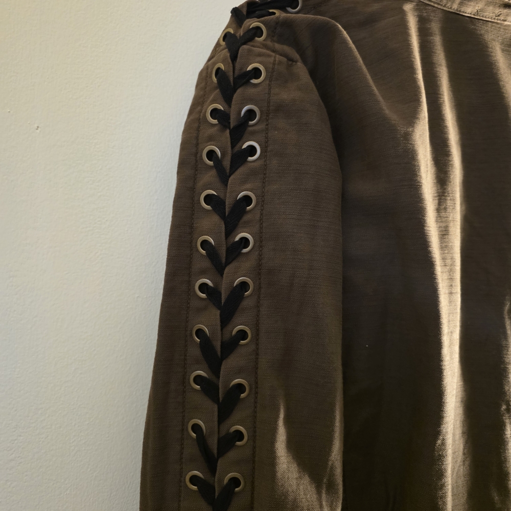 NWT FREE PEOPLE Tan Utility Jacket with Black Accents - Picture 5 of 7